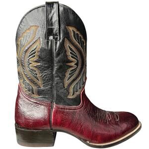 Kassie Men’s Burgundy Black Handmade Cowboy Boots Size US 11 D